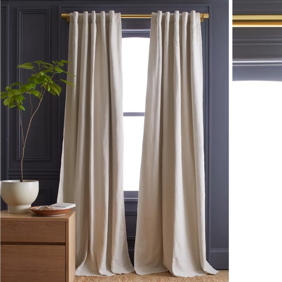 QUINCE Set Of 2 48x96 Cotton Slub Room Darkening Curtains Natural 4985 - Picture 1 of 13